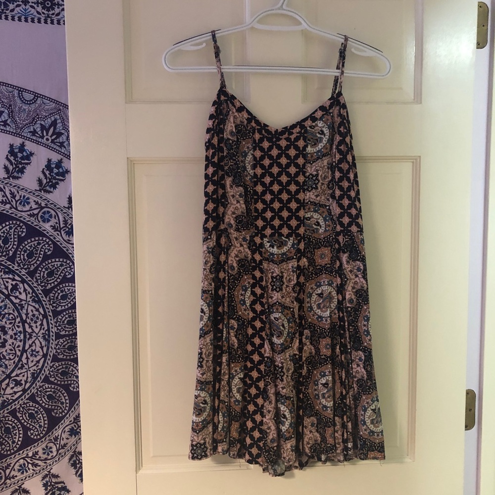 Aeropostale Patterned Pink & Navy Skater Dress